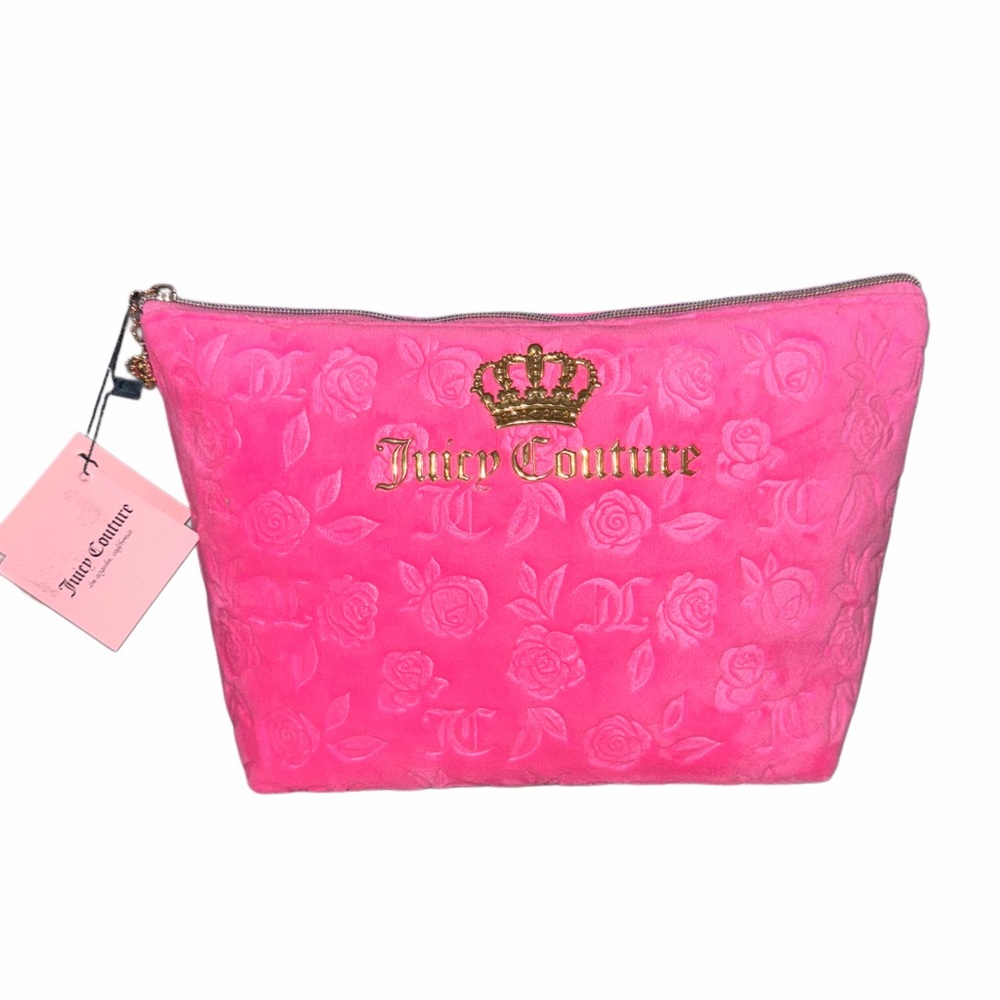 Juicy Couture Vibrant Pink Floral Cosmetic Bag NWT